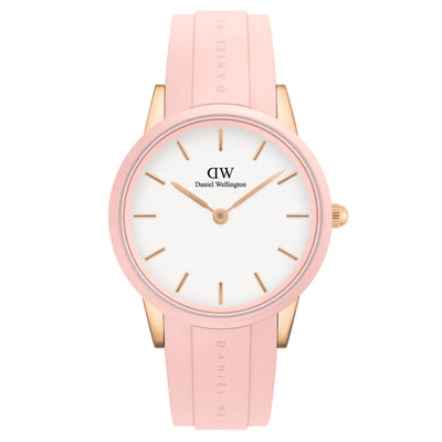 Daniel Wellington DW00100532 analog damklocka med vit urtavla och armband i silikon