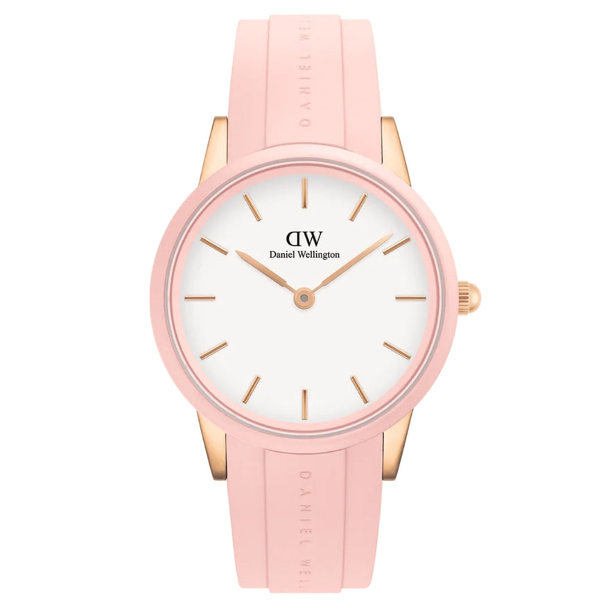 Daniel Wellington DW00100532 analog damklocka med vit urtavla och armband i silikon