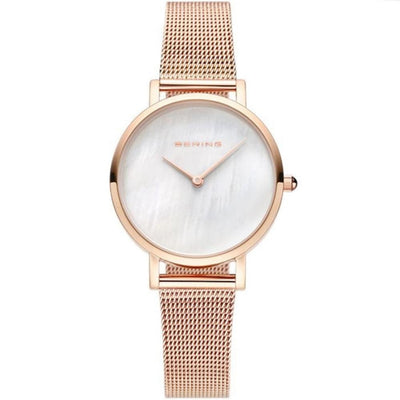 Bering Classic 15331-364 analog damklocka med roséguld urtavla och armband i rostfritt stål