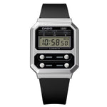 Casio Vintage A100WEF-1AEF digital unisexklocka med grå urtavla och armband i resin