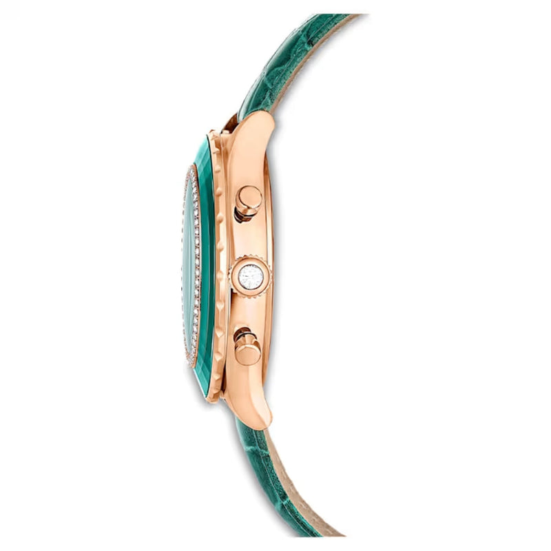 Swarovski Octea chrono 5672931 analog damklocka med grön urtavla och armband i skinn