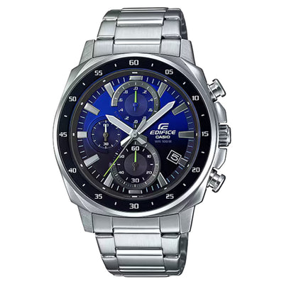 Casio Edifice EFV-600D-2AVUEF analog herrklocka med blå urtavla och armband i rostfritt stål