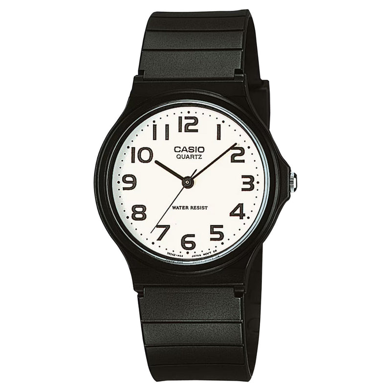 Casio Timeless MQ-24-7B2LEG analog unisexklocka med vit urtavla och armband i resin