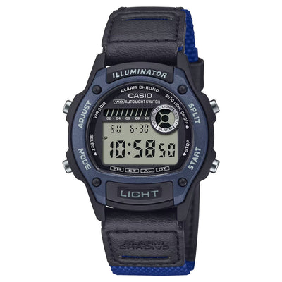 Casio Timeless W-220HF-2AVEF digital herrklocka med svart urtavla och armband i läder