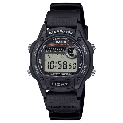 Casio Timeless W-220H-1AVEF digital herrklocka med svart urtavla och armband i resin
