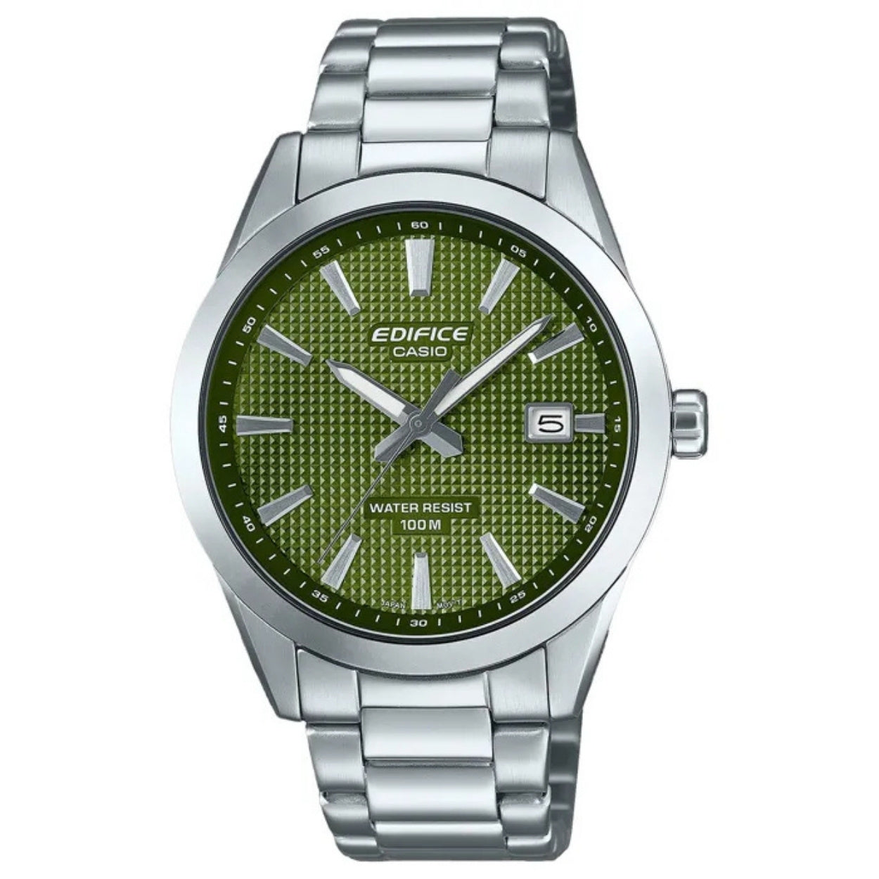 Casio Edifice EFV-160D-3AVEF analog herrklocka med grön urtavla och armband i rostfritt stål