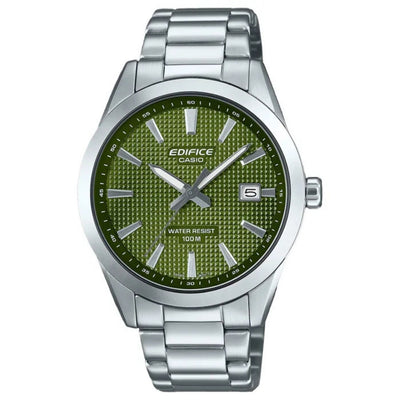 Casio Edifice EFV-160D-3AVEF analog herrklocka med grön urtavla och armband i rostfritt stål
