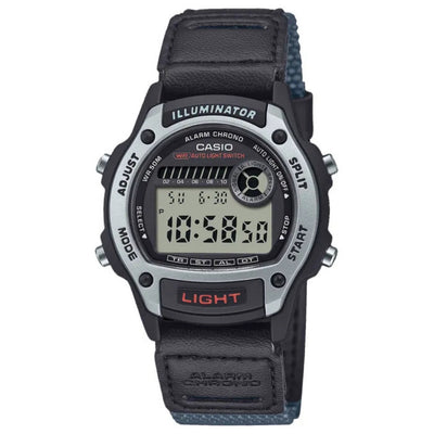 Casio Timeless W-220HF-8AVEF digital herrklocka med svart urtavla och armband i läder