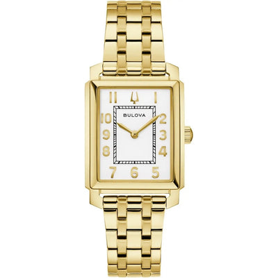 Bulova Sutton 97L186 analog damklocka med vit urtavla och armband i rostfritt stål