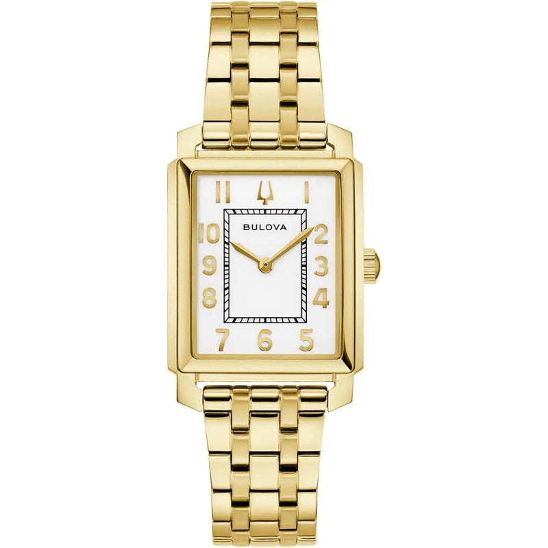 Bulova Sutton 97L186 analog damklocka med vit urtavla och armband i rostfritt stål