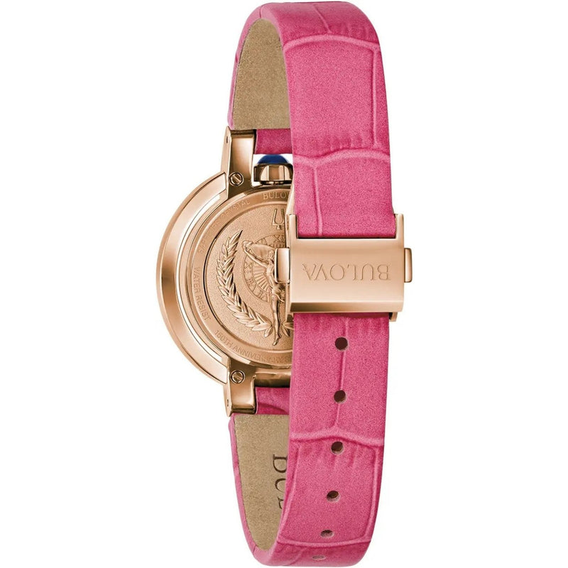 Bulova  Rubaiyat 97R103 analog damklocka med rosa urtavla och armband i läder