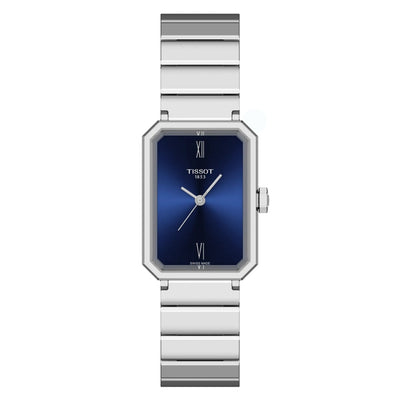 Tissot SRV 30 T160.110.11.043.00 analog damklocka med blå urtavla och armband i rostfritt stål