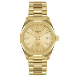 Tissot PRC 100 Solar T151.822.33.021.00 analog damklocka med guld urtavla och armband i rostfritt stål