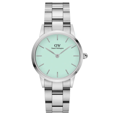 Daniel Wellington Iconic Link DW00100537 analog damklocka med grön urtavla och armband i rostfritt stål