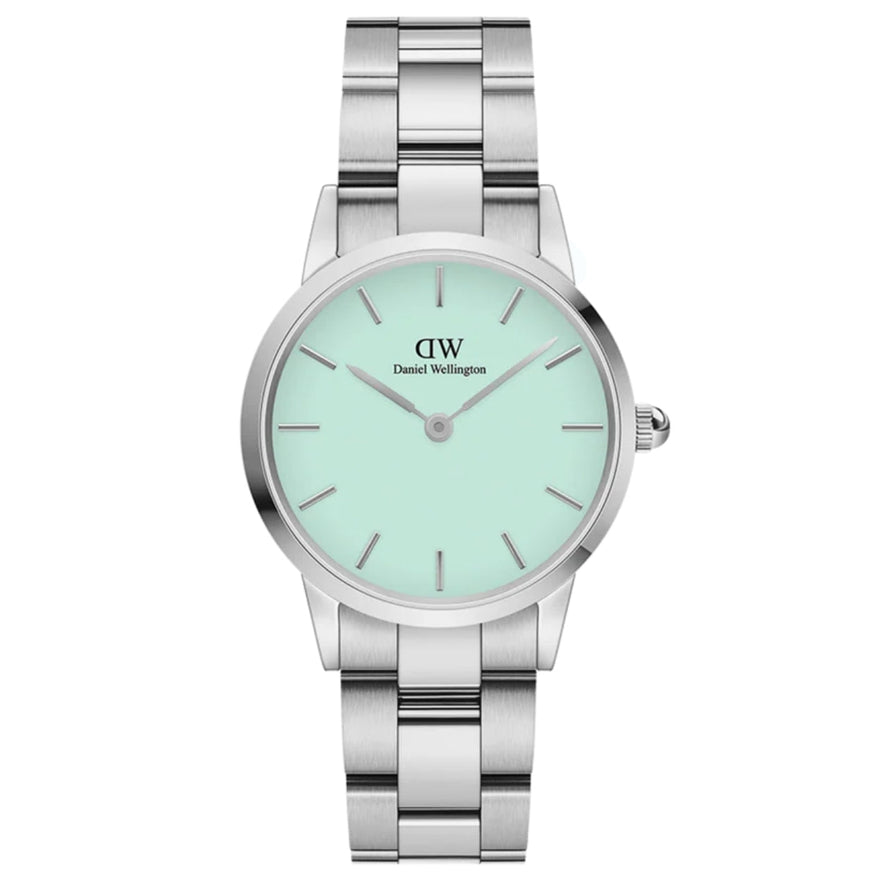 Daniel Wellington Iconic Link DW00100537 analog damklocka med grön urtavla och armband i rostfritt stål