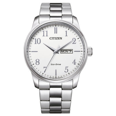 Citizen Classic Eco-Drive BM8550-81AC analog herrklocka med vit urtavla och armband i rostfritt stål