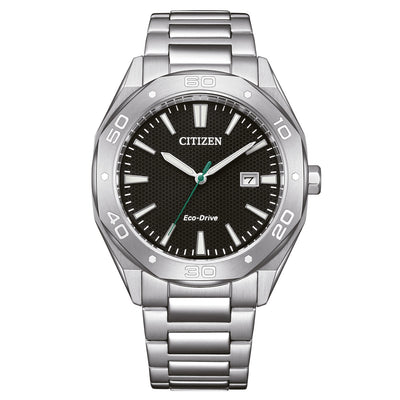 Citizen Eco-Drive BM7631-52E analog herrklocka med svart urtavla och armband i rostfritt stål