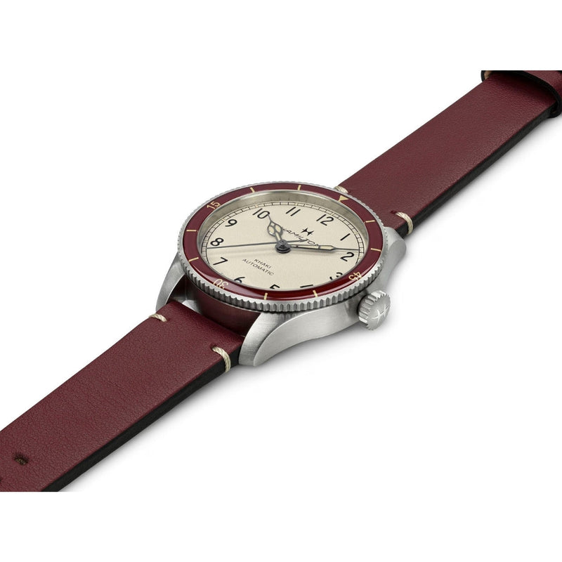 Hamilton Khaki Aviation Pilot H76265810 analog herrklocka med vit urtavla och armband i läder