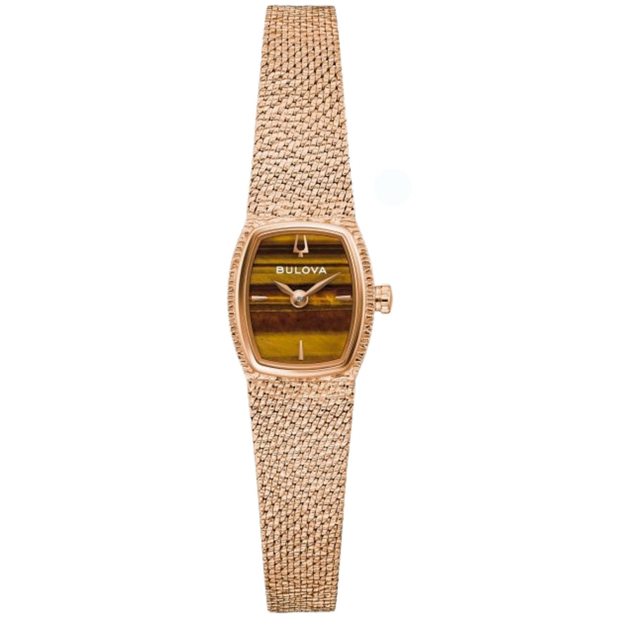 Bulova Classic Goddess of Time 97L185 analog damklocka med brun urtavla och armband i rostfritt stål
