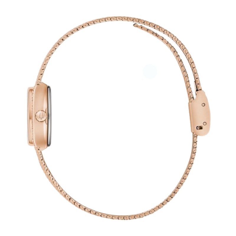 Bulova Classic Goddess of Time 97L185 analog damklocka med brun urtavla och armband i rostfritt stål