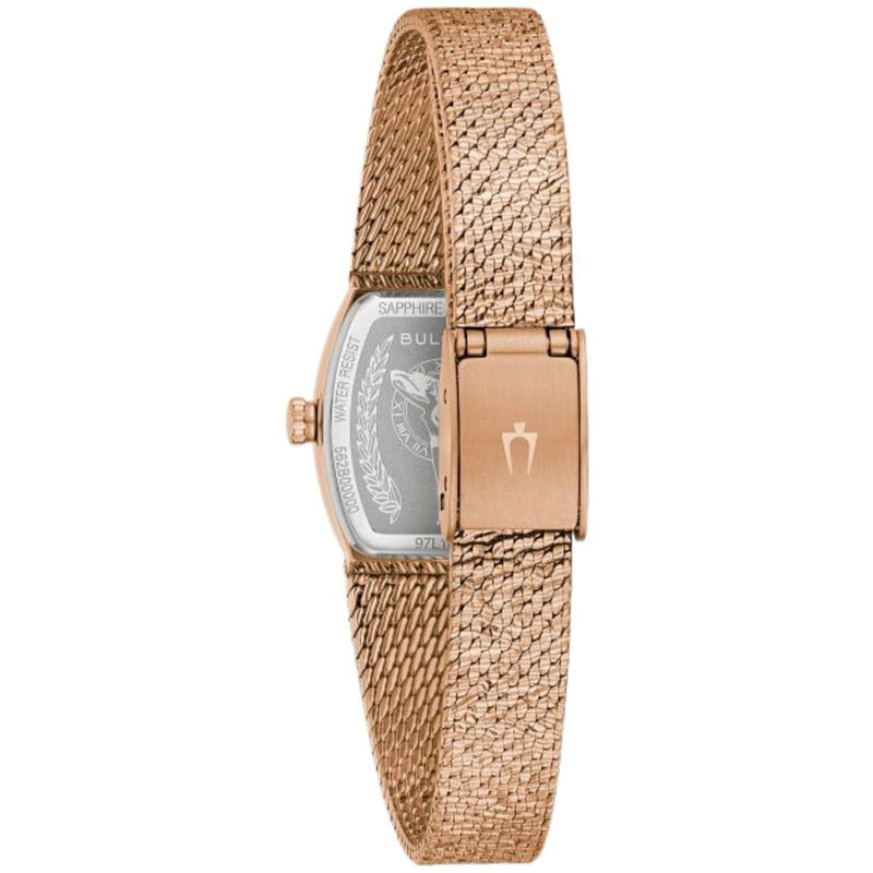 Bulova Classic Goddess of Time 97L185 analog damklocka med brun urtavla och armband i rostfritt stål