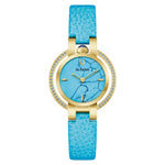 Bulova Rubaiyat 97R104 analog damklocka med blå urtavla och armband i läder