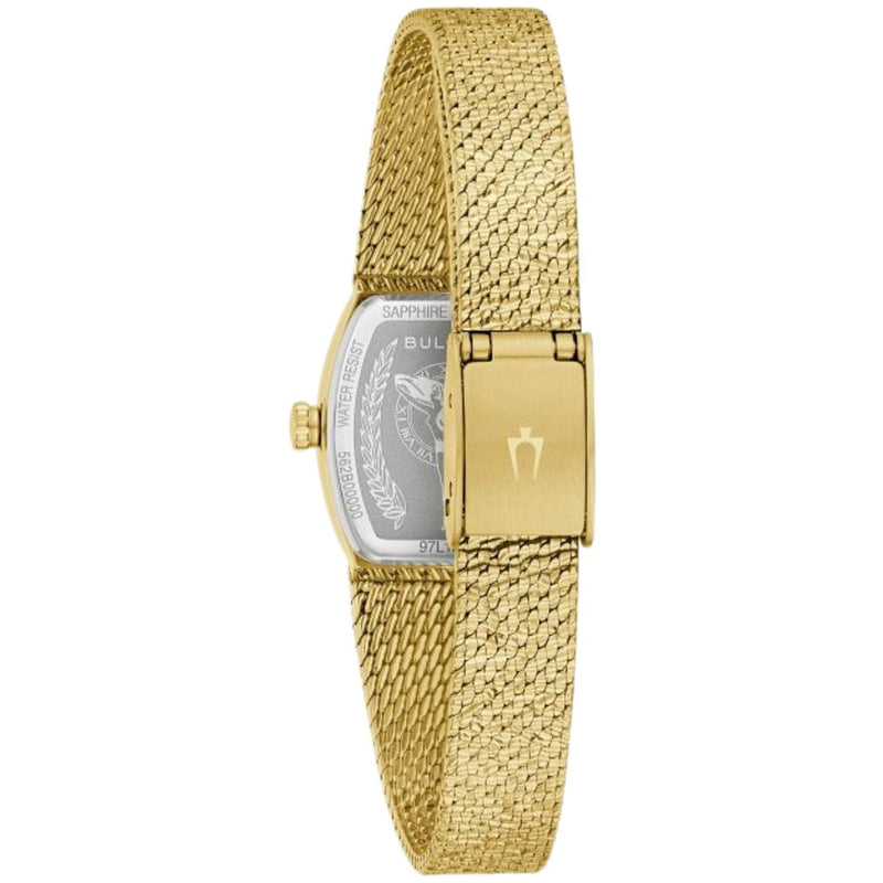 Bulova Goddess of Time 97L184 analog damklocka med grön urtavla och armband i rostfritt stål