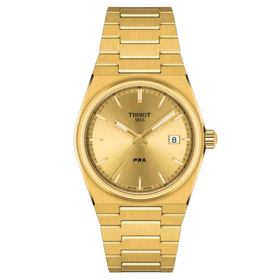 Tissot PRX T137.210.33.021.00 analog damklocka med guld urtavla och armband i rostfritt stål