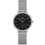 Daniel Wellington Petite Lumine DW00100661 analog damklocka med svart urtavla och armband i rostfritt stål