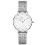 Daniel Wellington Petite Lumine DW00100592 analog damklocka med vit urtavla och armband i rostfritt stål