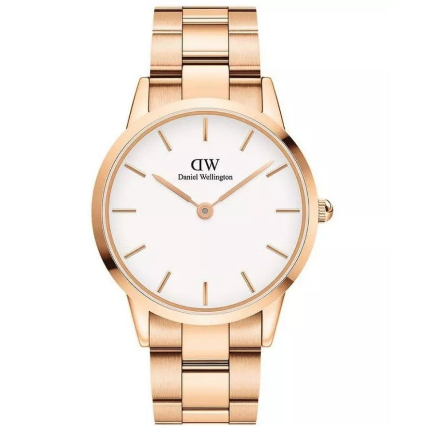 Daniel Wellington Iconic Link DW00100343 analog herrklocka med vit urtavla och armband i rostfritt stål