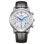 Citizen Eco-Drive Chronograph CA4630-02A analog herrklocka med vit urtavla och armband i läder