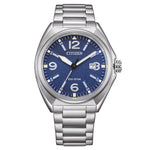 Citizen Sport Solar Power AW1571-76L analog herrklocka med blå urtavla och armband i rostfritt stål