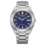 Citizen Eco-Drive Active Sport BM7631-52L analog herrklocka med blå urtavla och armband i rostfritt stål