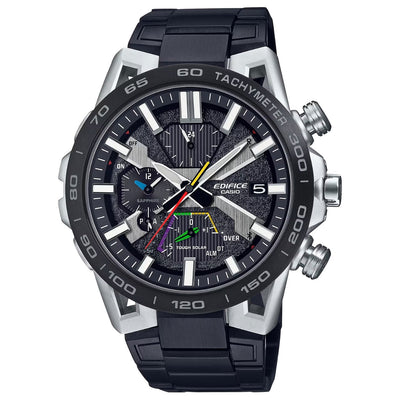 Casio Edifice EQB-2000DC-1AER analog herrklocka med svart urtavla och armband i rostfritt stål