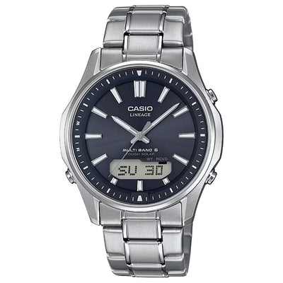 Casio Waveceptor LCW-M100TSE-1AER analog herrklocka med blå urtavla och armband i titan