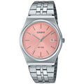Casio Timeless MTP-B145D-4AVEF analog damklocka med rosa urtavla och armband i rostfritt stål