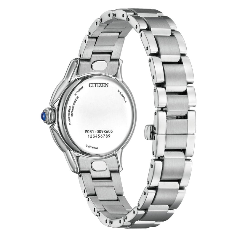 Citizen L Ceci EM1160-58E analog damklocka med svart urtavla och armband i rostfritt stål