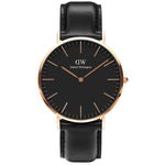 Daniel Wellington Classic Sheffiel DW00100139 analog damklocka med svart urtavla och armband i läder