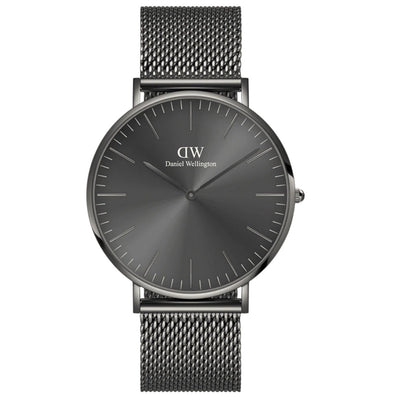 Daniel Wellington Classic Mesh DW00100630 analog herrklocka med grå urtavla och armband i rostfritt stål