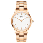 Daniel Wellington Iconic Link DW00100209 analog damklocka med vit urtavla och armband i rostfritt stål