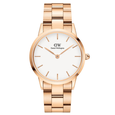 Daniel Wellington Iconic Link DW00100209 analog damklocka med vit urtavla och armband i rostfritt stål