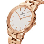 Daniel Wellington Iconic Link DW00100209 analog damklocka med vit urtavla och armband i rostfritt stål