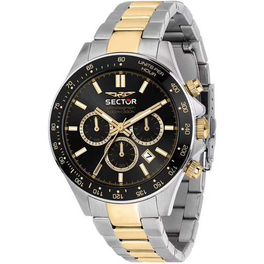 Sector 230 R3273661047 analog herrklocka med svart urtavla och armband i rostfritt stål