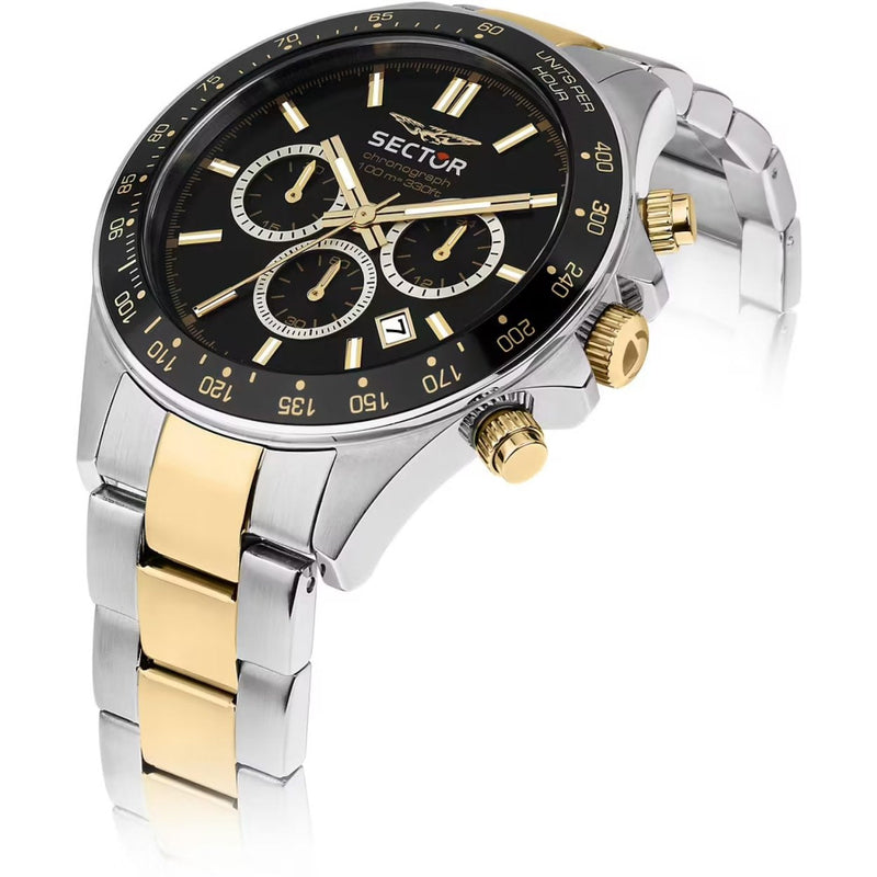 Sector 230 R3273661047 analog herrklocka med svart urtavla och armband i rostfritt stål
