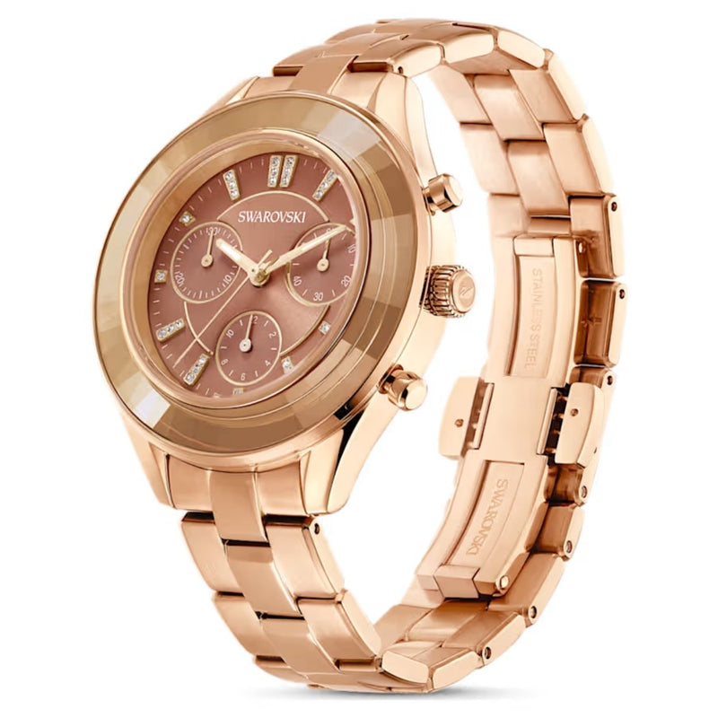 Swarovski Octea lux sport 5632472 analog damklocka med brun urtavla och armband i rostfritt stål