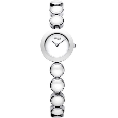 Bering Ceramic 33220-754 analog damklocka med vit urtavla och armband i rostfritt stål