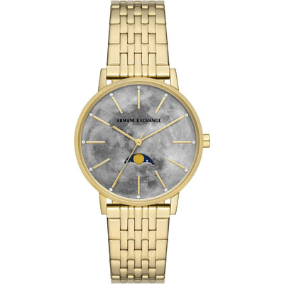 Armani Exchange Lola AX5586 analog damklocka med grå urtavla och armband i rostfritt stål