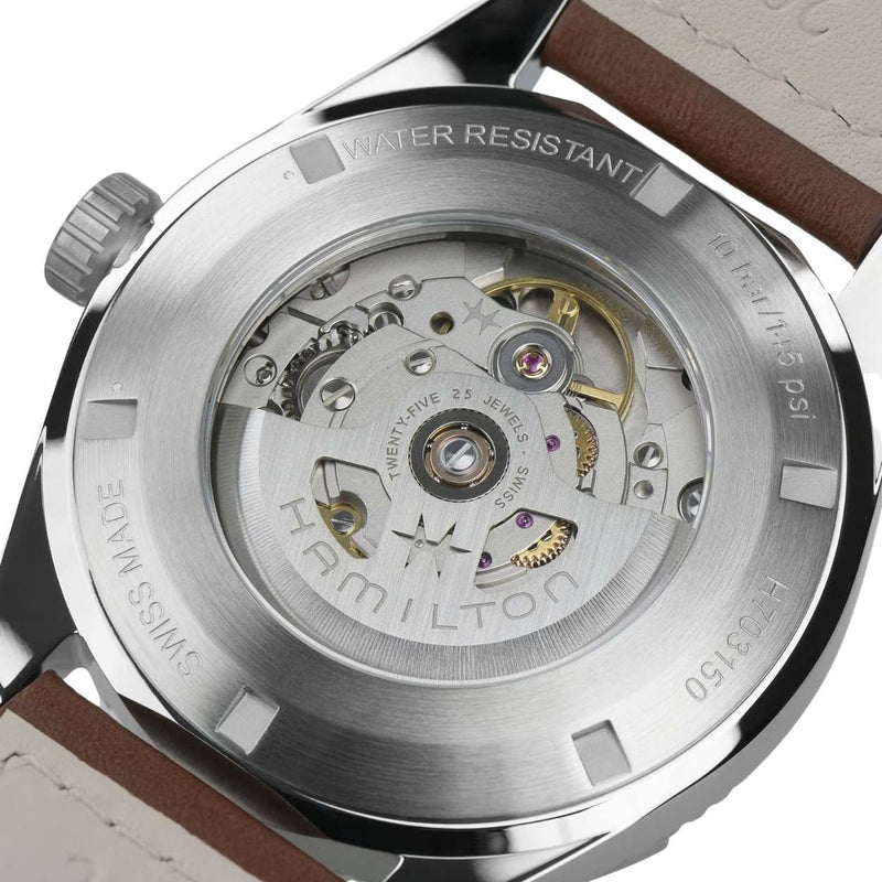 Hamilton Khaki Field Expedition H70315540 analog herrklocka med blå urtavla och armband i skinn
