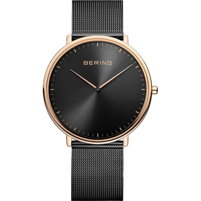 Bering Ultra Slim 15739-166 analog unisexklocka med svart urtavla och armband i rostfritt stål